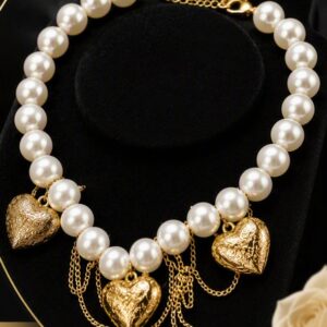 Collas de Perlas de Fantasia con Dijes Corazon