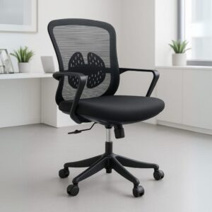 Silla Operativa Organic Mesh Con Tela Negra Y Estructura Negra