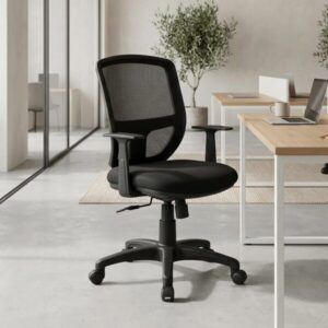 Silla Operativa KB-2 Mesh Negro y Brazos Fijos