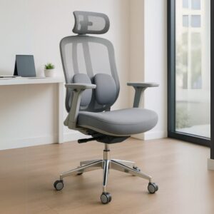 Silla Ejecutiva Organic Mesh con Tela Gris y Base Cromada