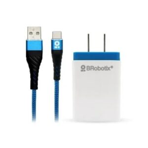 CARGADOR BROBOTIX USB C/CABLE TIPO C CARGA RÁPIDA 963332, Blanco - Azul, Pared, 5 V, 1 Puerto USB V3.0