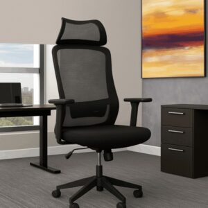 Silla Ejecutiva H7 Mesh con Tela Negra y Estructura Negra